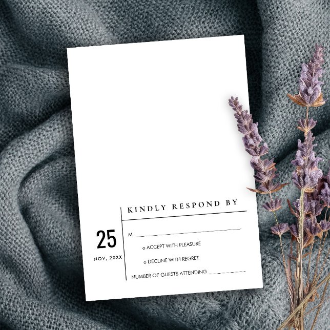 MINIMAL MODERN BLACK WHITE TYPOGRAPHY WEDDING RSVP INVITATION (Creator Uploaded)