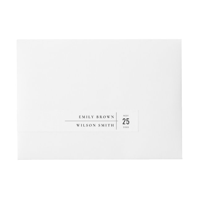MINIMAL MODERN BLACK & WHITE TYPOGRAPHY WEDDING WRAP AROUND ADDRESS LABEL (Front)