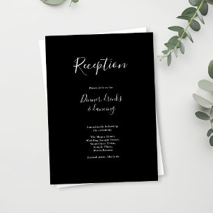 Minimal Modern Black White Wedding Reception Card