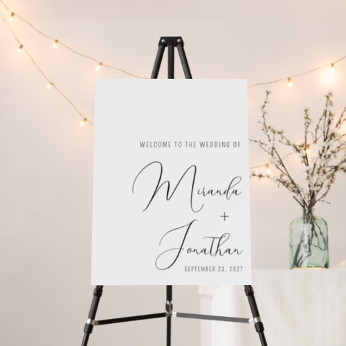 Minimal Modern Black White Wedding Welcome  Foam Board