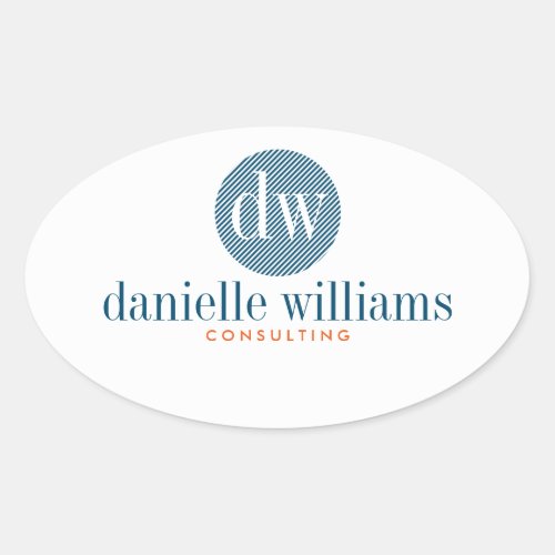 Minimal Modern Blue Circle White Background Oval Sticker