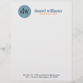 Minimal Modern Blue Circle & White Letterhead