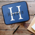 Minimal Modern Blue Monogram Initial   Name Laptop Sleeve<br><div class="desc">Turkish Sea Blue Modern Custom Monogram with a minimal and stylish design.</div>