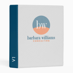 Minimal Modern Blue & Orange Circle Monogram Mini Binder