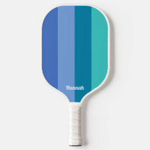 Minimal Modern Blue Stripes Personalized Pickleball Paddle