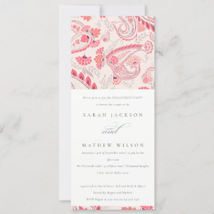 Minimal Modern Blush Paisley Typography Engagement Invitation