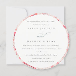 Minimal Modern Blush Paisley Typography Engagement Invitation