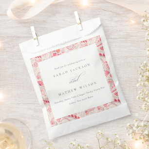Minimal Modern Blush Paisley Typography Wedding Favor Bag
