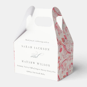 Minimal Modern Blush Paisley Typography Wedding Favor Boxes