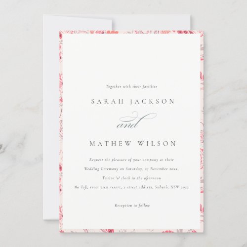 Minimal Modern Blush Paisley Typography Wedding Invitation