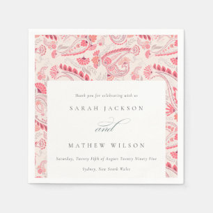 Minimal Modern Blush Paisley Typography Wedding Napkins