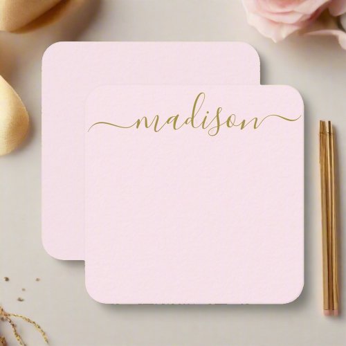 Minimal Modern Blush Pink  Gold Typography  Note Card