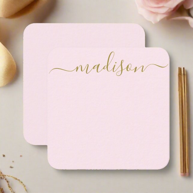 Minimal Modern Blush Pink & Gold Typography  Note Card (Creator Uploaded)