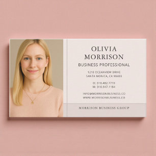 Minimal Modern Blush Pink Photo  Business Card
