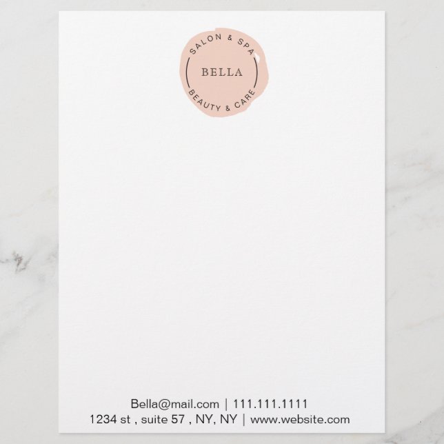 Minimal Modern Blush Salon and Spa Letterhead (Front)