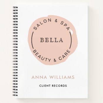 Minimal Modern Blush Salon And Spa Notebook by MG_BusinessCards at Zazzle
