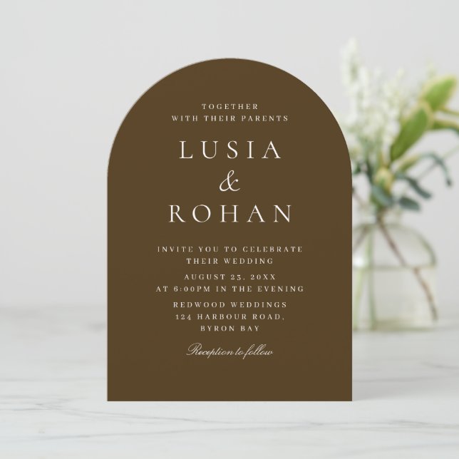 Minimal Modern Boho Arch Wedding Invitation (Standing Front)