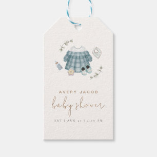 Minimal Modern Boho Clothes Pattern Baby Shower Gift Tags