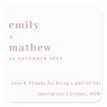 Minimal Modern Bold Dusky Pink Typography Wedding Square Sticker