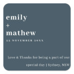 Minimal Modern Bold Navy Blue Typography Wedding Square Sticker