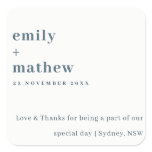 Minimal Modern Bold Navy Blue Typography Wedding Square Sticker