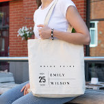 MINIMAL MODERN BOLD TYPOGRAPHY WEDDING BRIDE TRIBE TOTE BAG<br><div class="desc">A perfect wedding collection for those looking for a tastefully done; modern, Scandinavian bold minimal theme. Personalise it with your name, your wedding date, and be sure to include a special message. Lots of designs to choose from and lots of items to coordinate with. Available in 4 background colors- black,...</div>