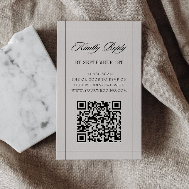Minimal modern border QR code wedding rsvp card (Creator Uploaded)