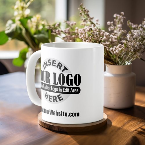 Minimal Modern Business Add Logo Text White Coffee Mug