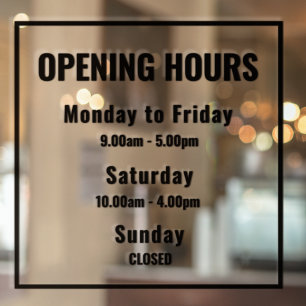 “Minimal Modern Business Hours Sign Custom