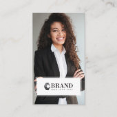Minimal Modern Business Photo Custom Logo QR Code Business Card (Front)