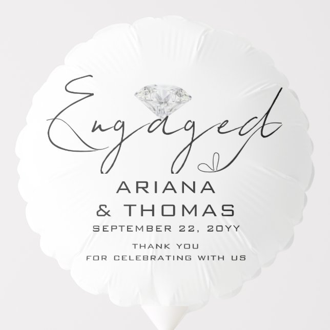  Minimal Modern Calligraphy Engagement Party Balloon (Front)