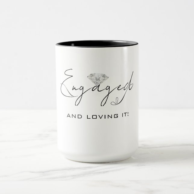  Minimal Modern Calligraphy Engagement Party Mug (Center)