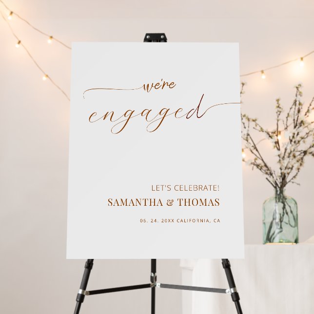 Minimal Modern Calligraphy Engagement Party Sign (In Situ (Stand))
