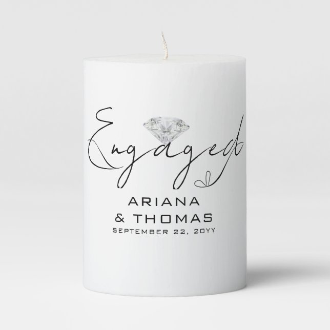  Minimal Modern Calligraphy Engagement Pillar Candle (Front)