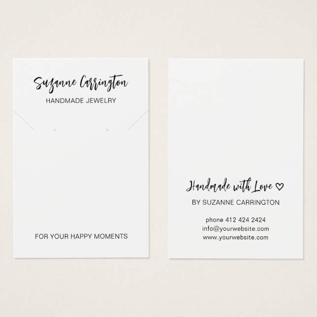 Minimal Modern Calligraphy Jewelry Display Card (Front & Back)