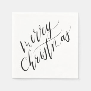 Minimal, Modern Calligraphy, Merry Christmas Napkins