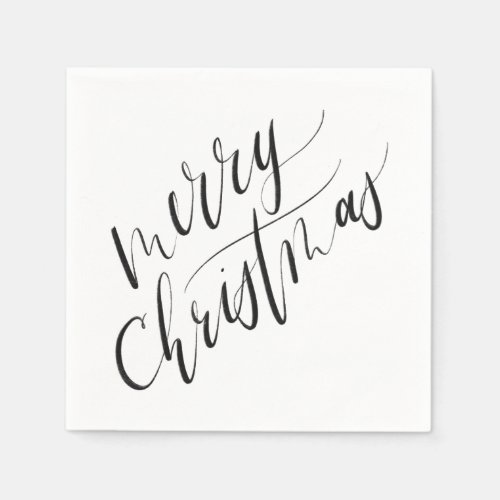 Minimal Modern Calligraphy Merry Christmas Napkins