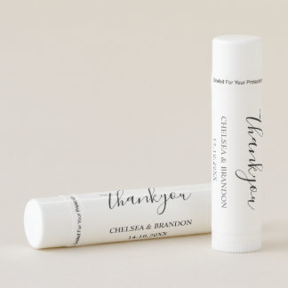 Minimal Modern Calligraphy Thank You Wedding Favor Lip Balm