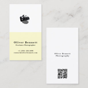 Minimal Modern Camera Photographer - Pastel Yellow Business Card