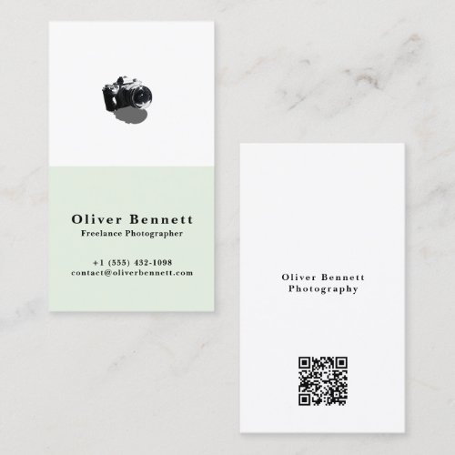Minimal Modern Camera Photographer - Sage Green Business Card