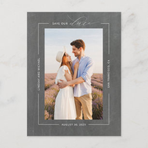 Minimal Modern Chalkboard Save the Date Photo Announcement Postcard