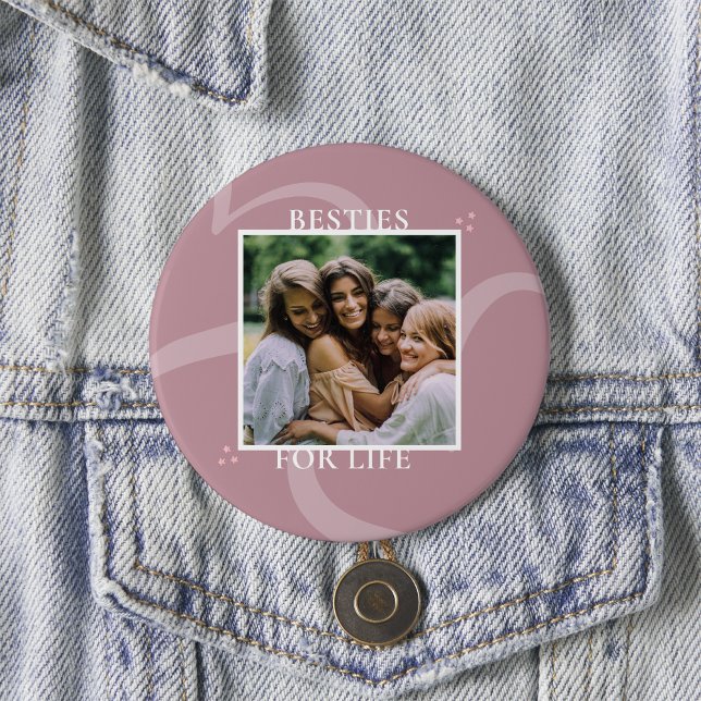 Minimal Modern Chic Pink Besties Galentines Day Button (Creator Uploaded)