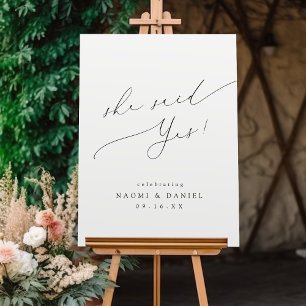 Minimal Modern Chic Script Engagement Party Sign