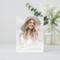 Minimal Modern Chic Script Photo Graduation invite