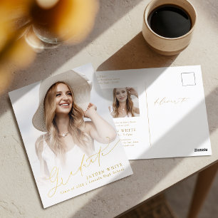 Minimal Modern Chic Script Photo Graduation invite