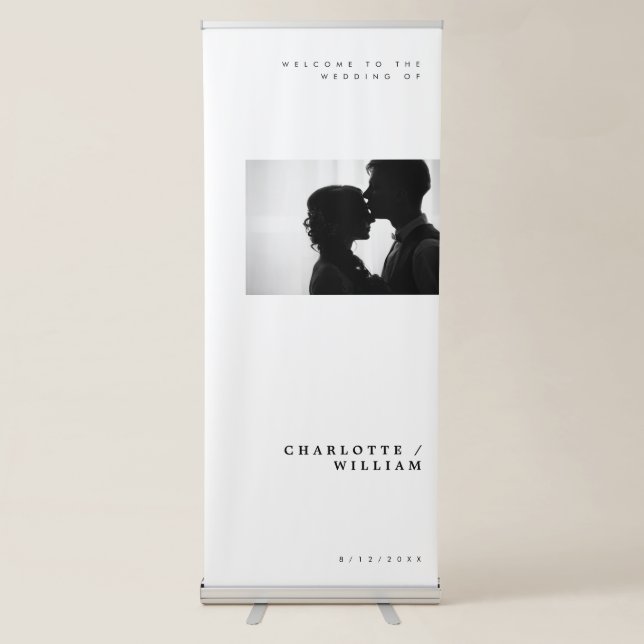 Minimal Modern Chic Typography Classic Wedding Retractable Banner (Front)