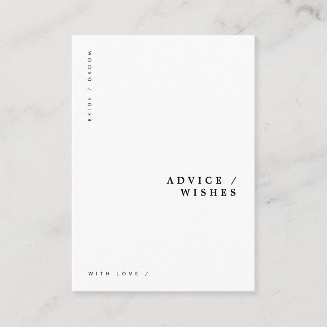 Minimal Modern Chic Typography Wedding Advice Card (Front)
