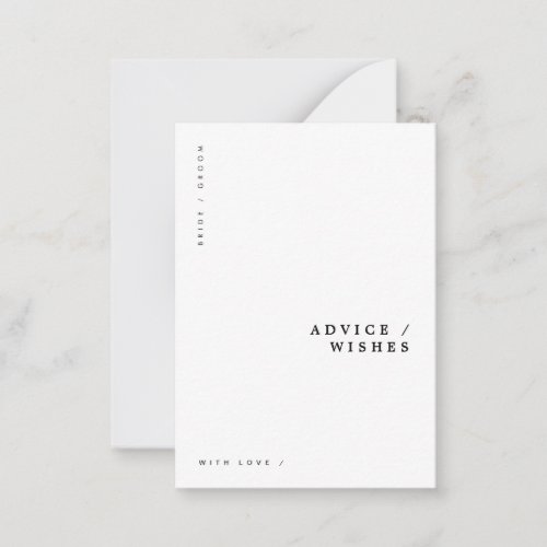 Minimal Modern Chic Typography Wedding Advice Card