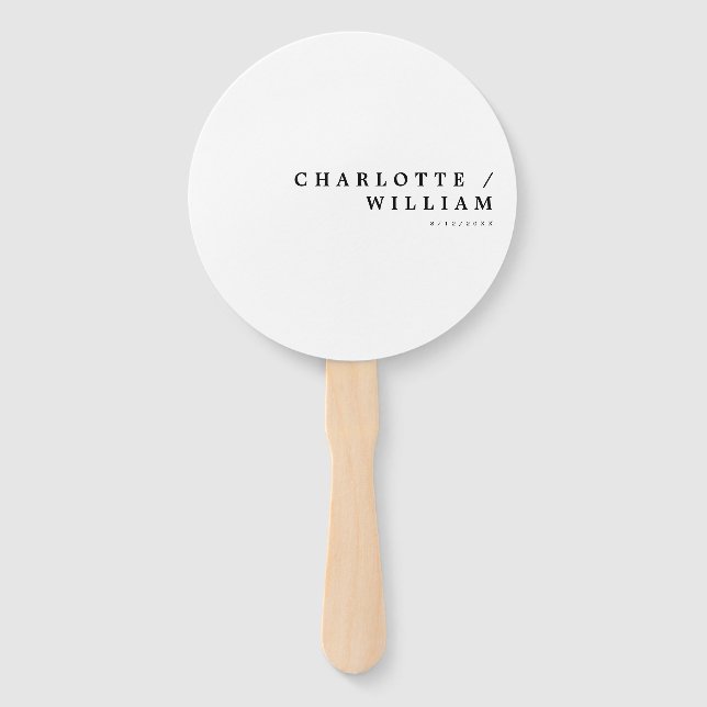 Minimal Modern Chic Typography Wedding Hand Fan (Front)