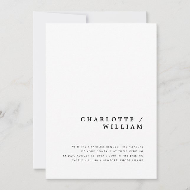 Minimal Modern Chic Typography Wedding Invitation (Front)
